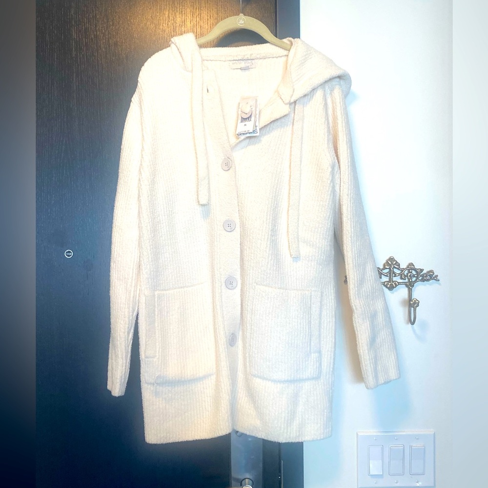Barefoot Dreams, Cozy Chic cream button up sweater/jacket